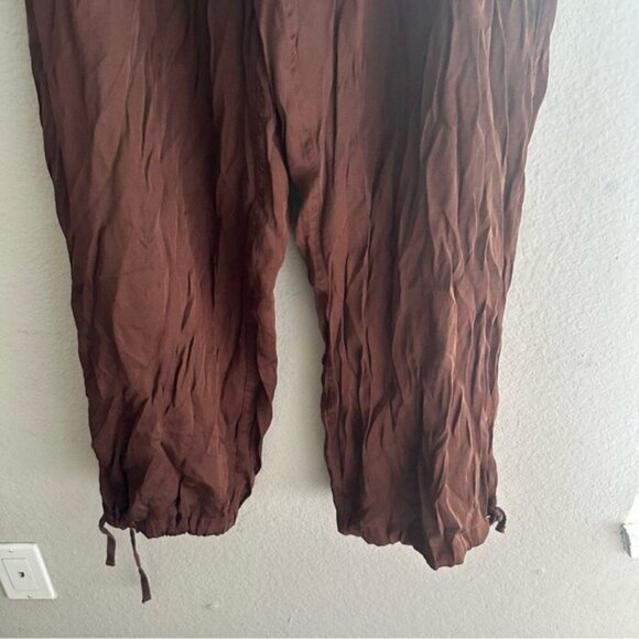 VS PINK Parachute Cargo Pants L Brown Satin Y2K Utilitycore Streetwear Baddie - Picture 6 of 12
